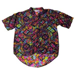 Vintage Substudio Abstract Short Sleeve Button Up Cotton/Rayon shirt L -Tagged S